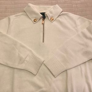 Lauren by Ralph Lauren sweater with 1/4 zip and button detail